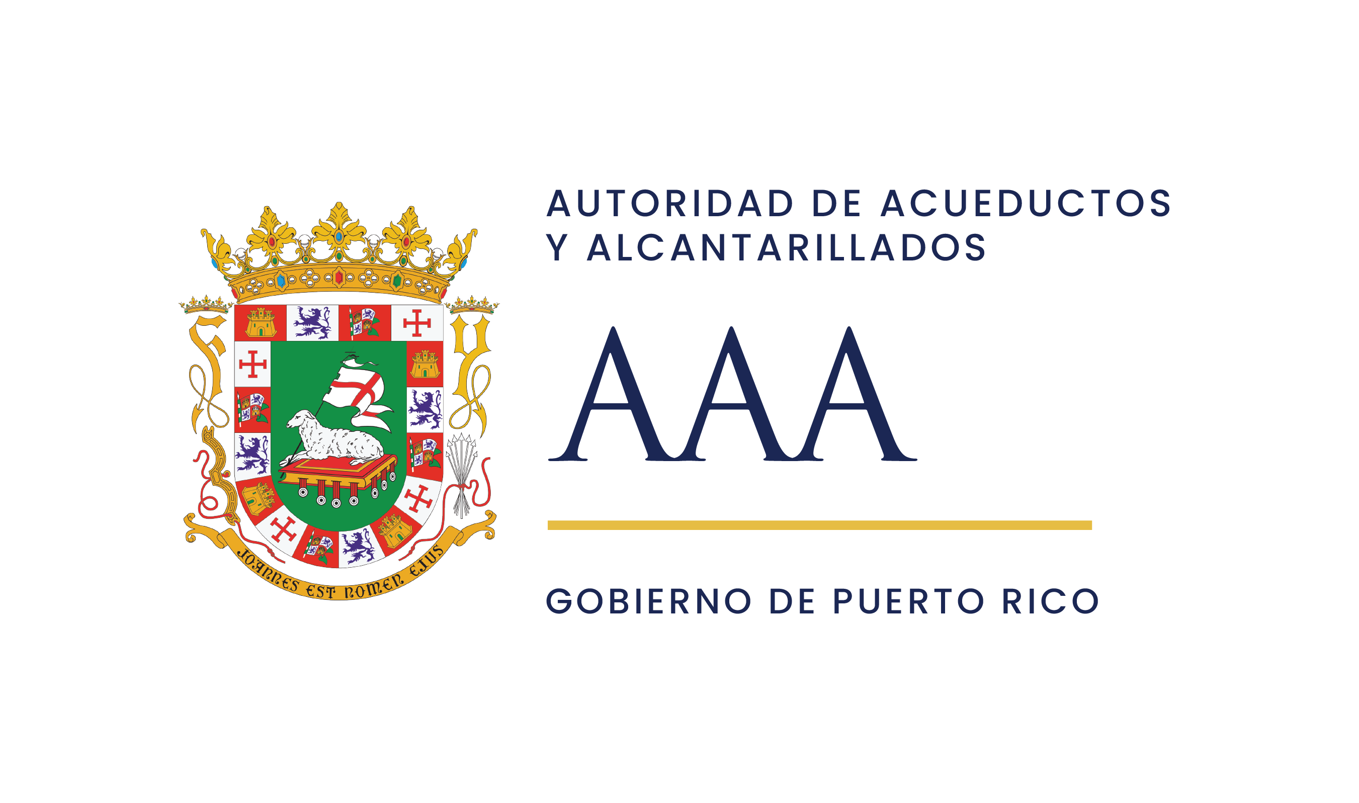 Logo principal de la Autoridad de Acueductos y Alcantarillados. Escudo de PR con AAA